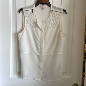 Cream Michael Kors sleeveless blouse size large